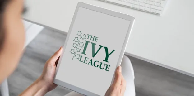 Tablet screen showing the Ivy League logo